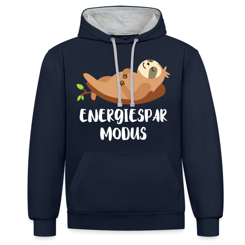 Faultier Müde Energiesparmodus Lustiger Kontrast-Hoodie - Navy/Grau meliert