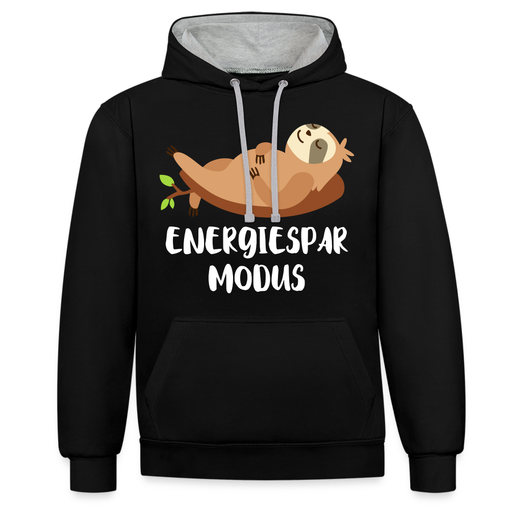 Faultier Müde Energiesparmodus Lustiger Kontrast-Hoodie - Schwarz/Grau meliert