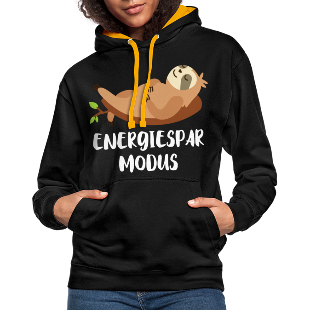 Faultier Müde Energiesparmodus Lustiger Kontrast-Hoodie - Schwarz/Gold