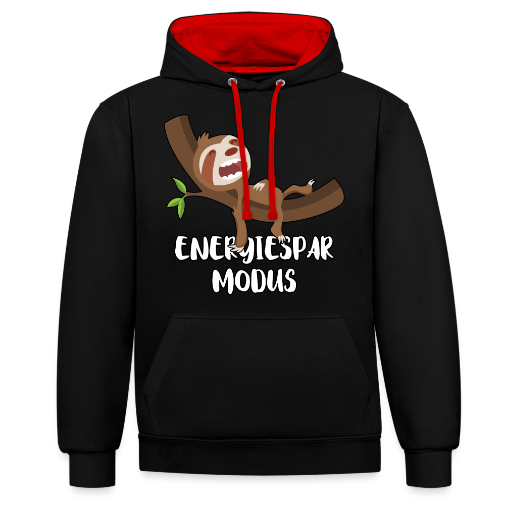 Faultier Müde Energiesparmodus Lustiger Kontrast-Hoodie - Schwarz/Rot