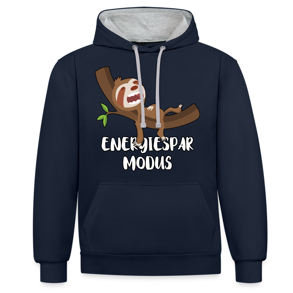 Faultier Müde Energiesparmodus Lustiger Kontrast-Hoodie - Navy/Grau meliert