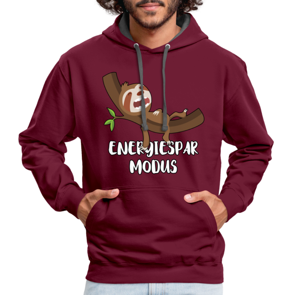 Faultier Müde Energiesparmodus Lustiger Kontrast-Hoodie - Weinrot/Anthrazit