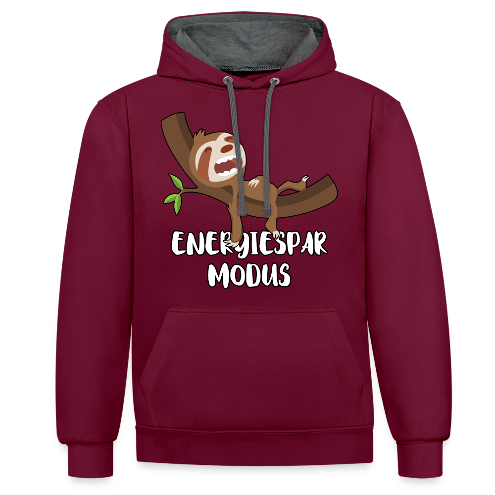 Faultier Müde Energiesparmodus Lustiger Kontrast-Hoodie - Weinrot/Anthrazit