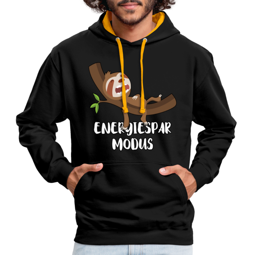 Faultier Müde Energiesparmodus Lustiger Kontrast-Hoodie - Schwarz/Gold