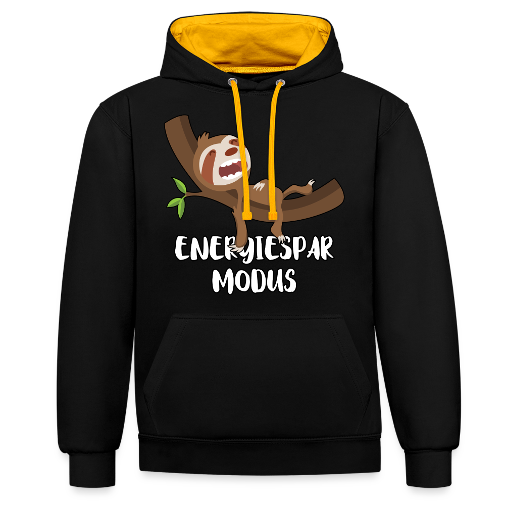 Faultier Müde Energiesparmodus Lustiger Kontrast-Hoodie - Schwarz/Gold