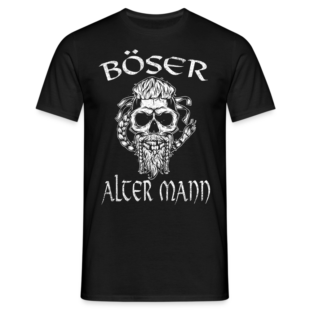 Wikinger Totenkopf Böser Alter Mann T-Shirt - Schwarz