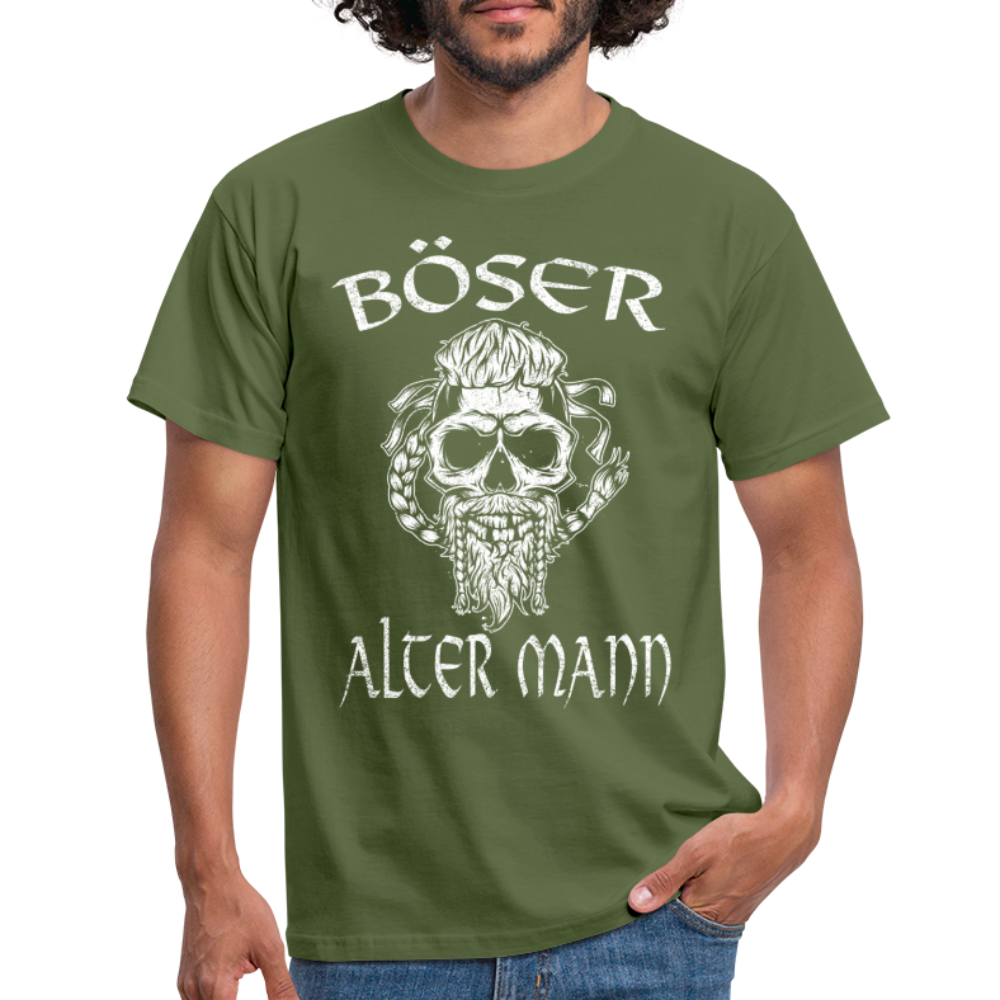 Wikinger Totenkopf Böser Alter Mann T-Shirt - Militärgrün