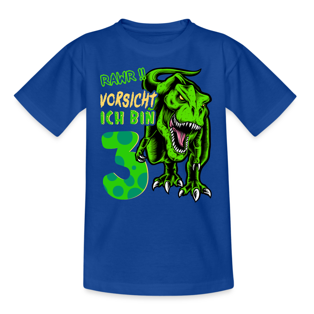 3. Kinder Geburtstag Geschenk Dinosaurier T-Rex Ich bin 3 Kinder T-Shirt - Royalblau