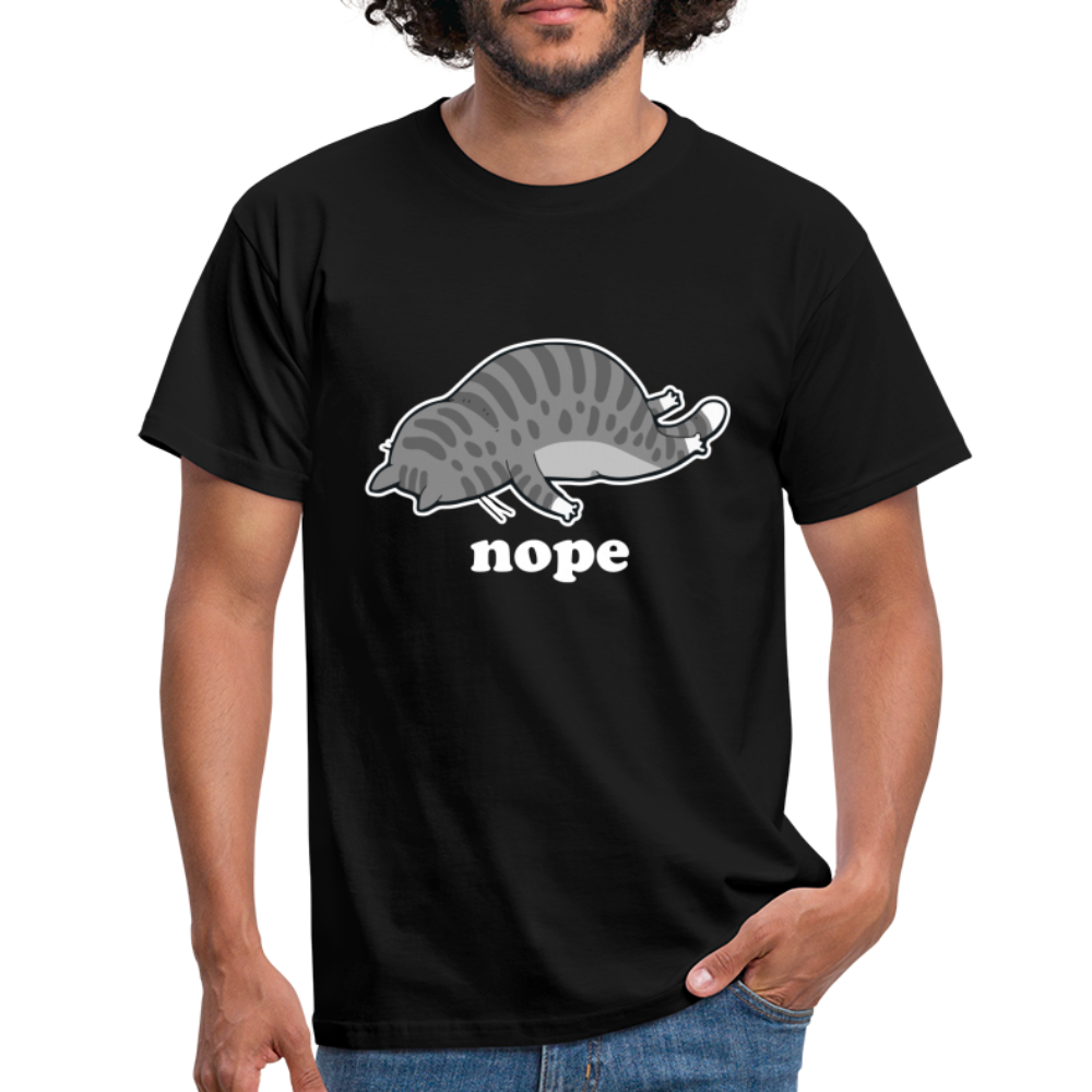 Faule Katze Nope keine Lust lustiges Männer T-Shirt - Schwarz