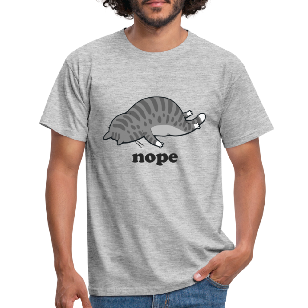 Faule Katze Nope keine Lust lustiges Männer T-Shirt - Grau meliert