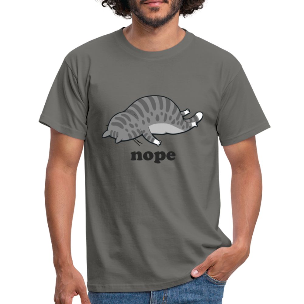 Faule Katze Nope keine Lust lustiges Männer T-Shirt - Graphit