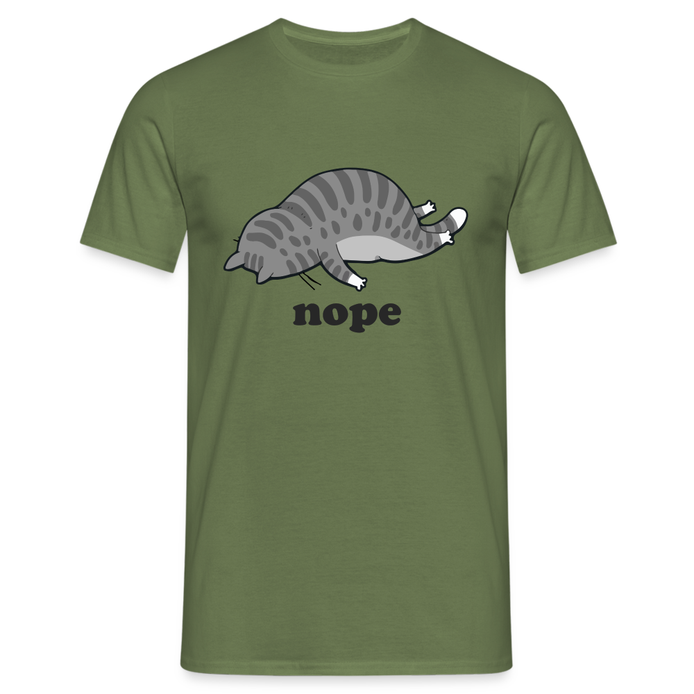 Faule Katze Nope keine Lust lustiges Männer T-Shirt - Militärgrün