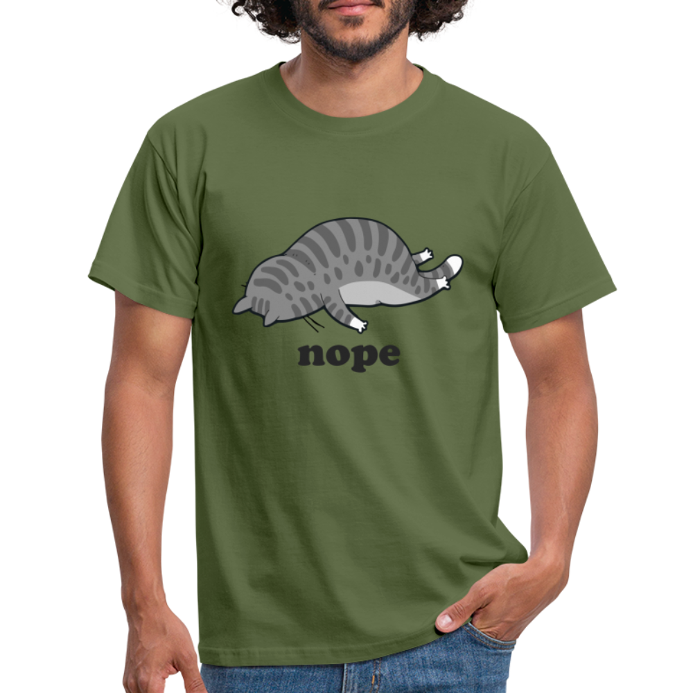 Faule Katze Nope keine Lust lustiges Männer T-Shirt - Militärgrün