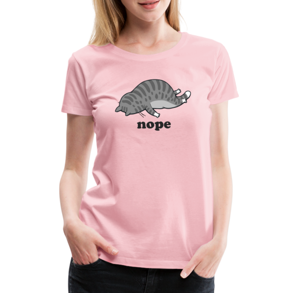 Faule Katze Nope keine Lust lustiges Frauen Premium T-Shirt - Hellrosa