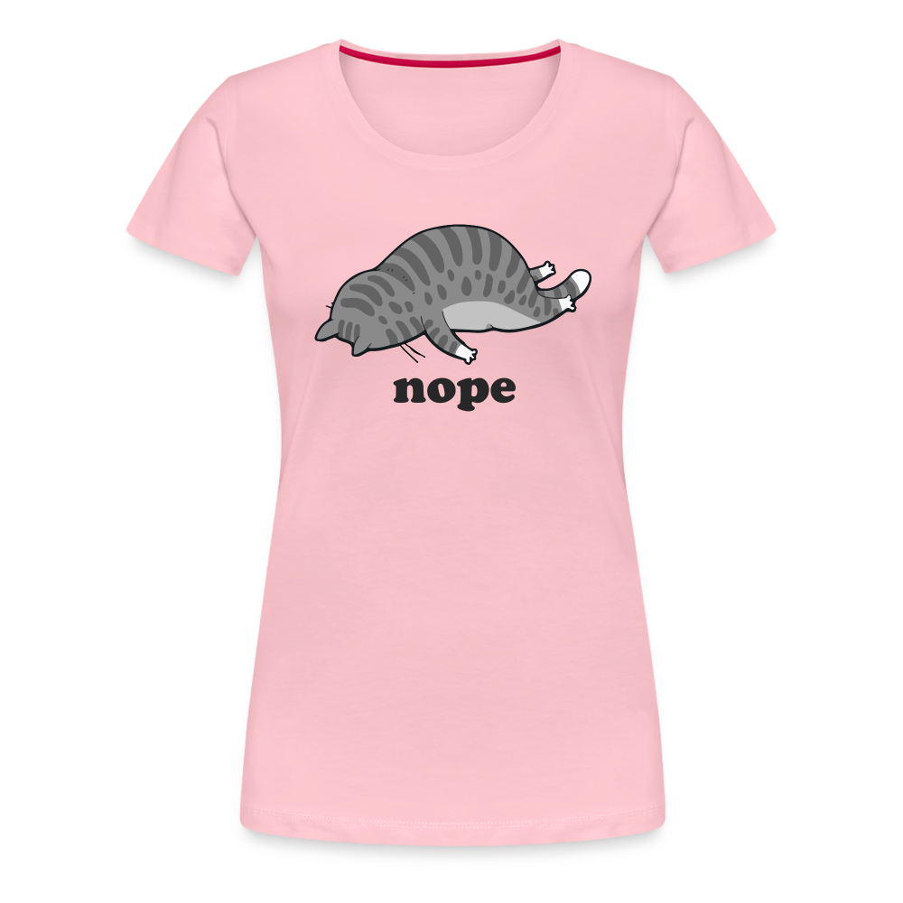 Faule Katze Nope keine Lust lustiges Frauen Premium T-Shirt - Hellrosa