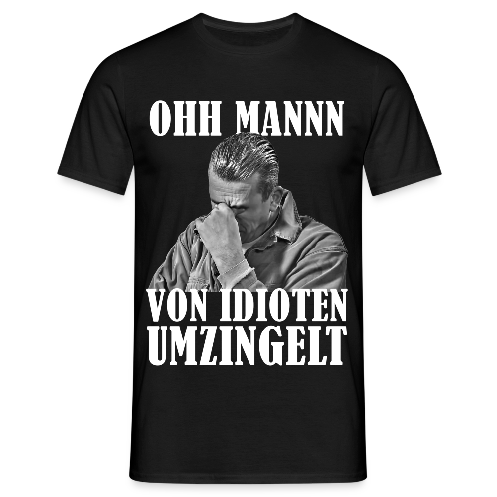 Werkstatt Mechaniker Shirt - Von Idioten umzingelt Lustiges T-Shirt - Schwarz
