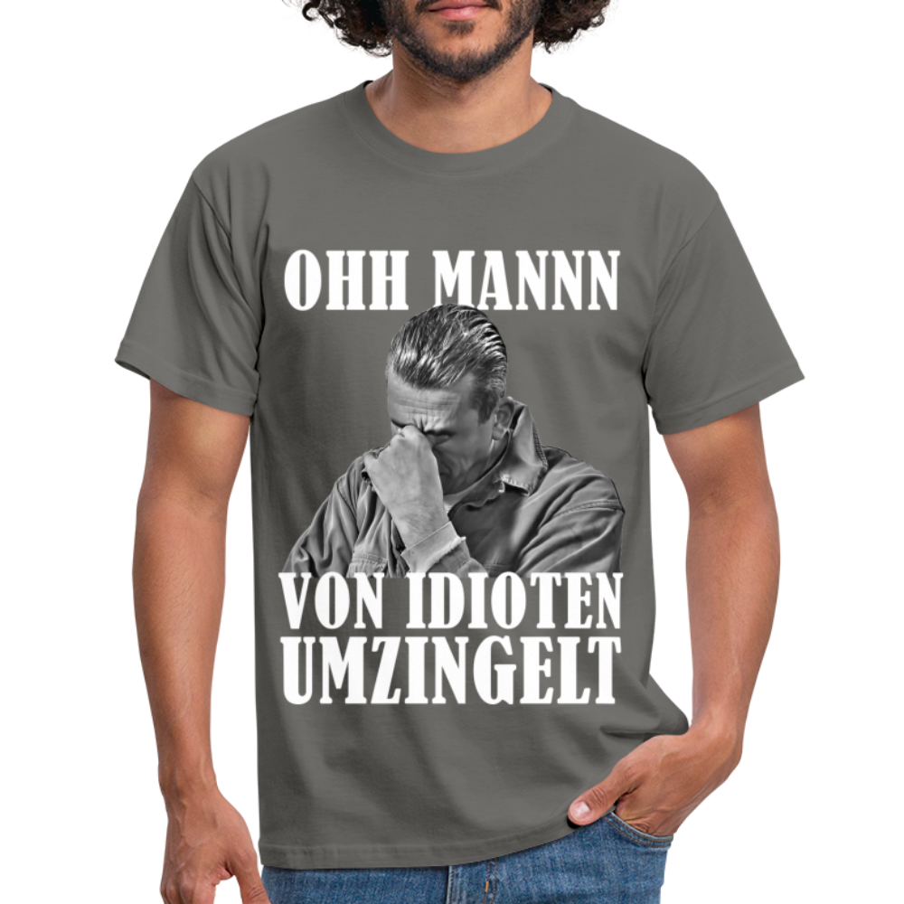 Werkstatt Mechaniker Shirt - Von Idioten umzingelt Lustiges T-Shirt - Graphit