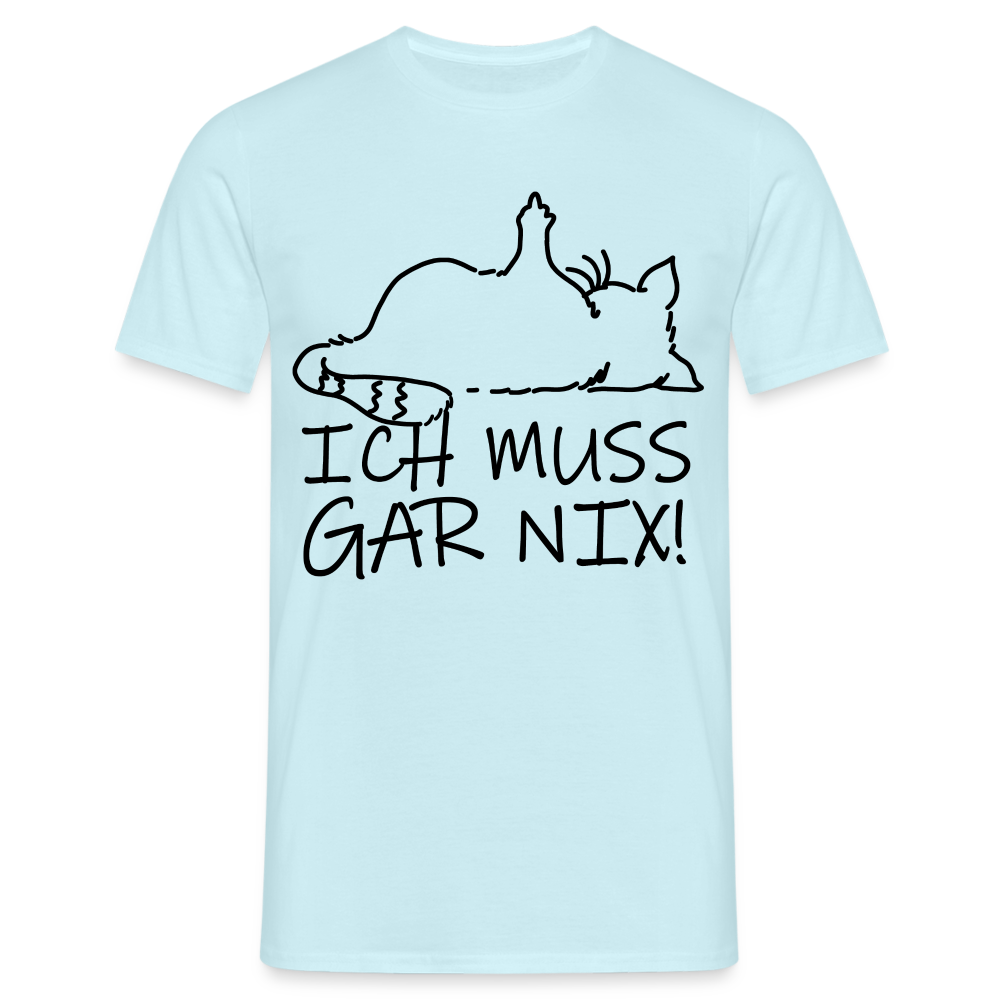 faule Katze - Spruch - ich muss gar nix - Lustiges Katzen T-Shirt - Sky
