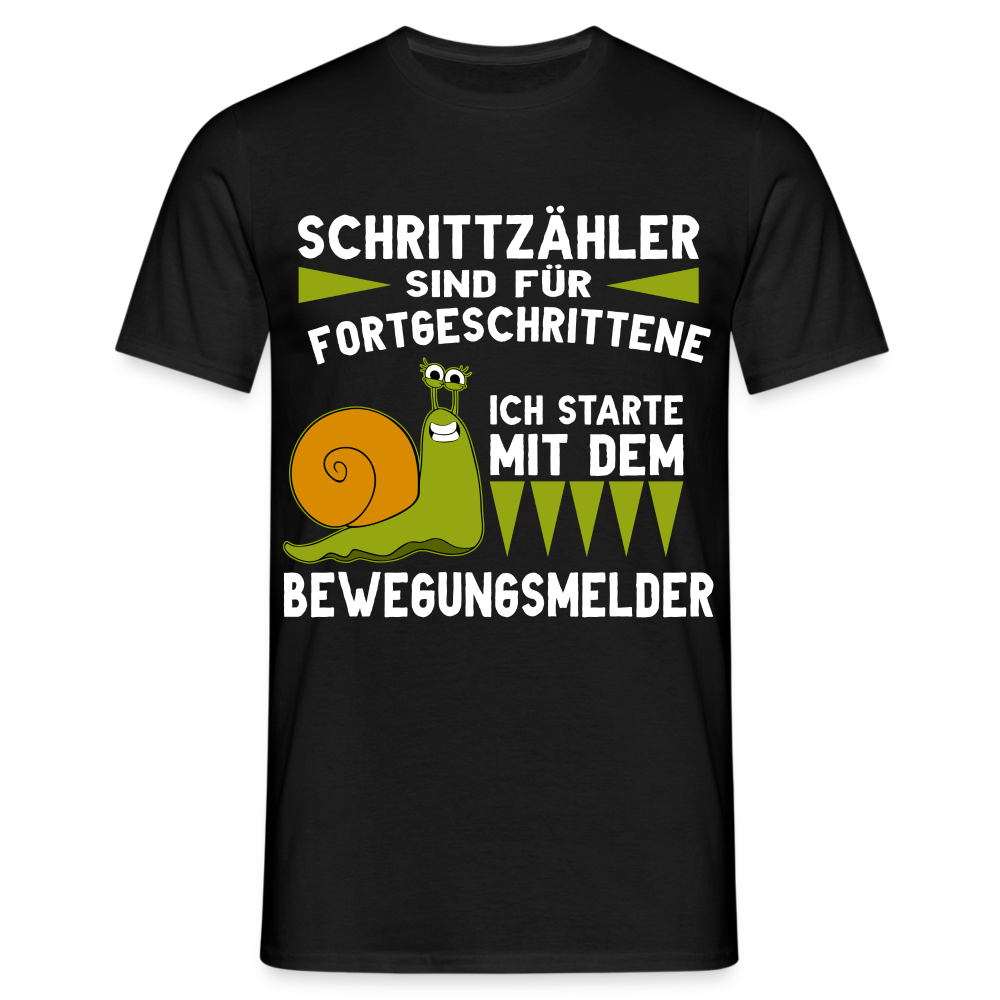 Lustiger Schnecken Spruch Schrittzähler Anti Laufen Humor Männer T-Shirt - Schwarz
