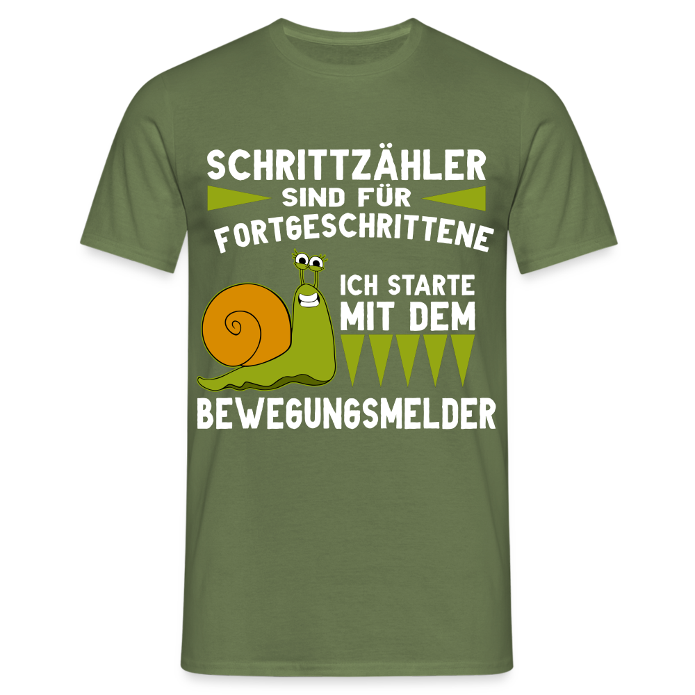 Lustiger Schnecken Spruch Schrittzähler Anti Laufen Humor Männer T-Shirt - Militärgrün