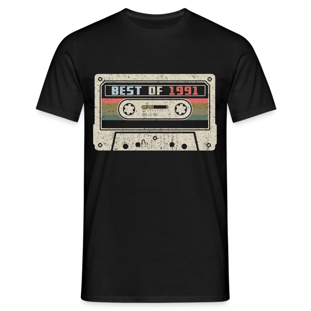 1991 Geburtstags Shirt Vintage Kassette Best of 1991 Geschenk T-Shirt - Schwarz