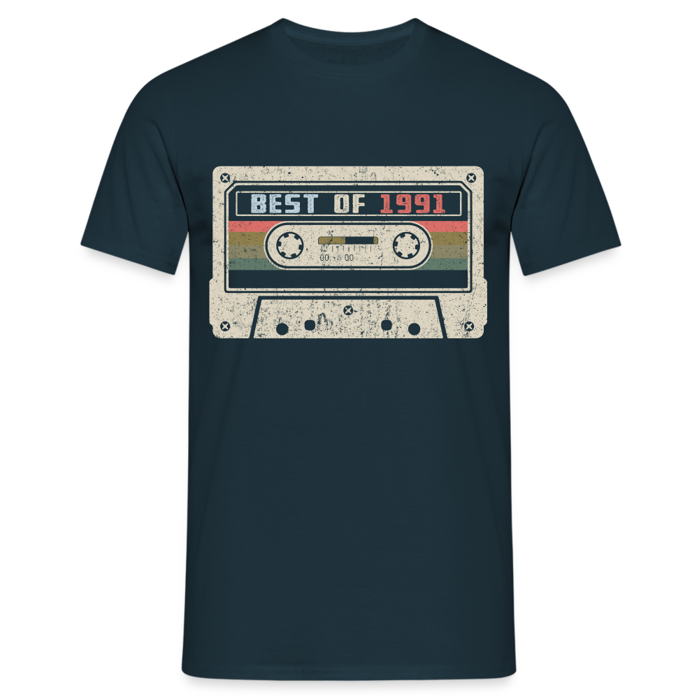 1991 Geburtstags Shirt Vintage Kassette Best of 1991 Geschenk T-Shirt - Navy