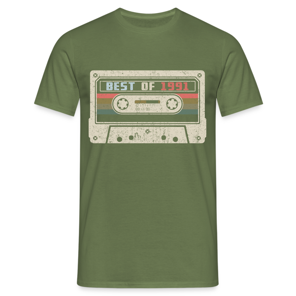 1991 Geburtstags Shirt Vintage Kassette Best of 1991 Geschenk T-Shirt - Militärgrün