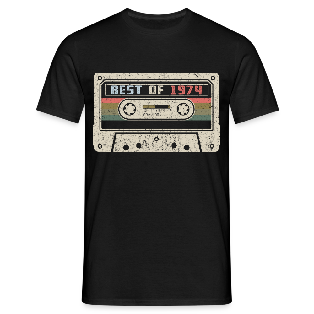 1974 Geburtstags Shirt Vintage Kassette Best of 1974 Geschenk T-Shirt - Schwarz