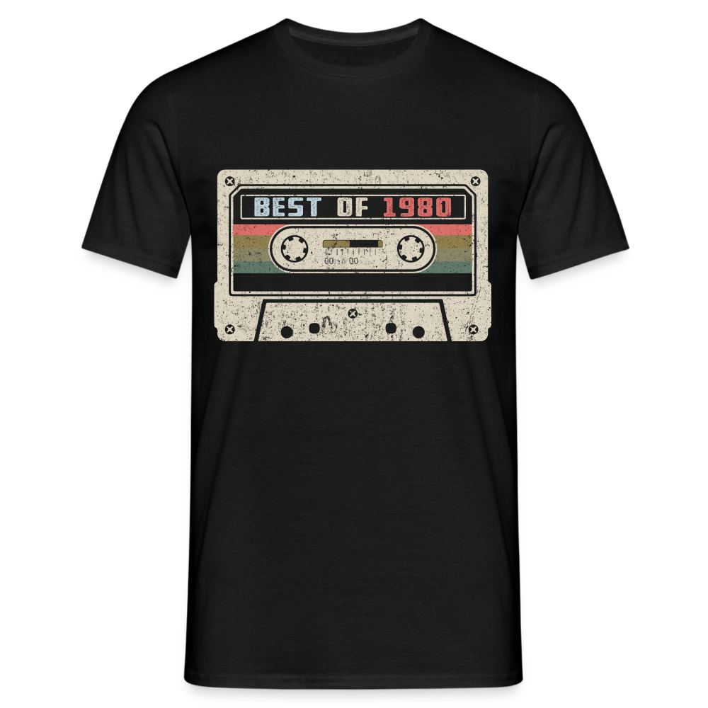 1980 Geburtstags Shirt Vintage Kassette Best of 1980 Geschenk T-Shirt - Schwarz