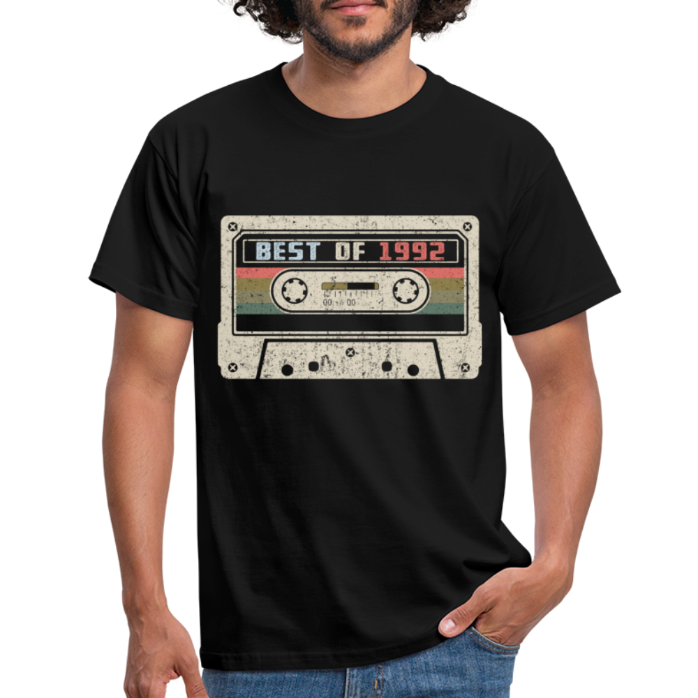 1992 Geburtstags Shirt Vintage Kassette Best of 1992 Geschenk T-Shirt - Schwarz
