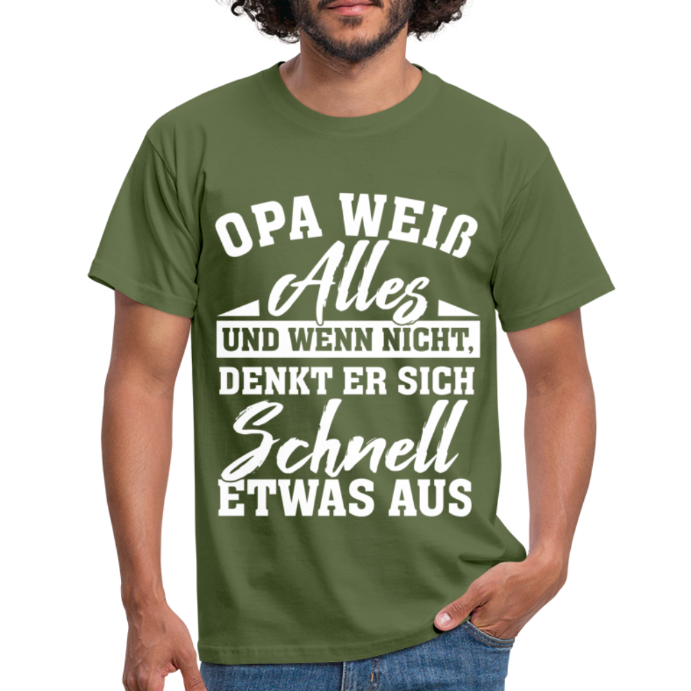 Opa weiß alles Shirt Super Opa Geschenk T-Shirt - Militärgrün