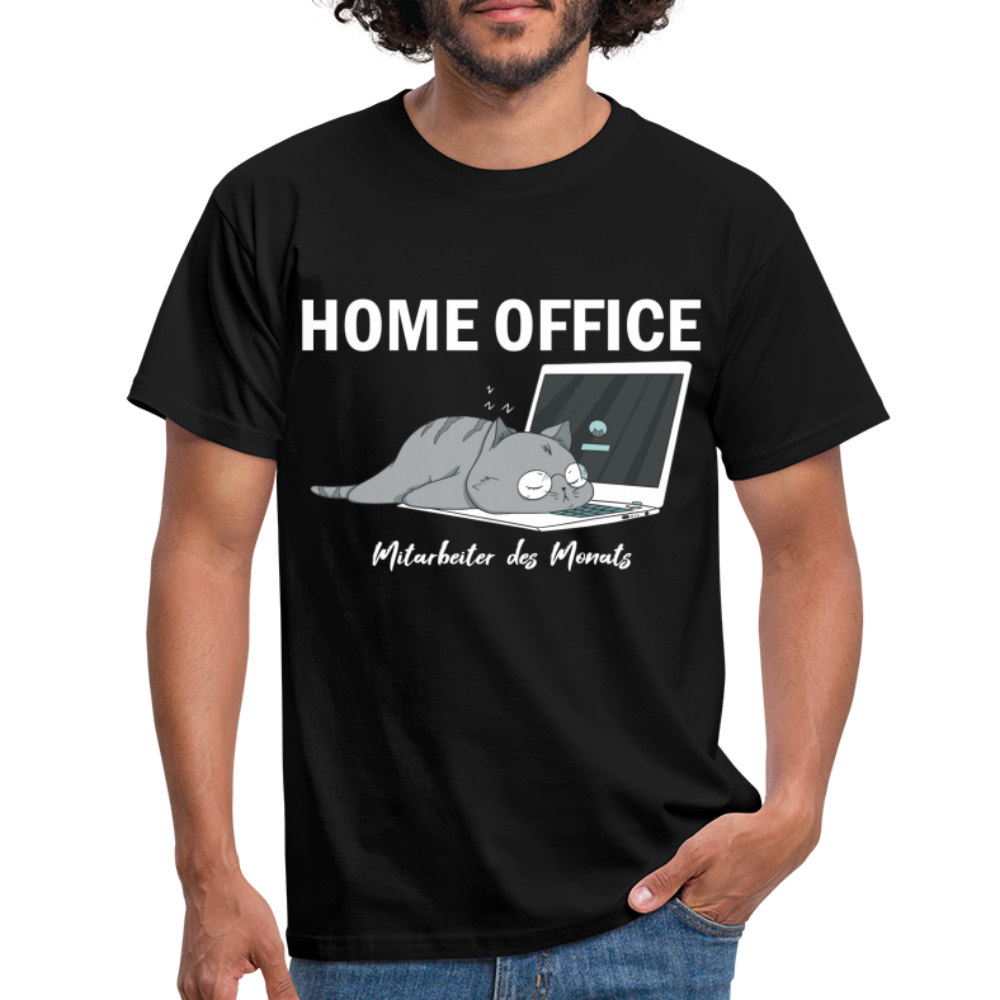 Home Office Shirt Faule Katze Mitarbeiter des Monats Lustiges T-Shirt - Schwarz