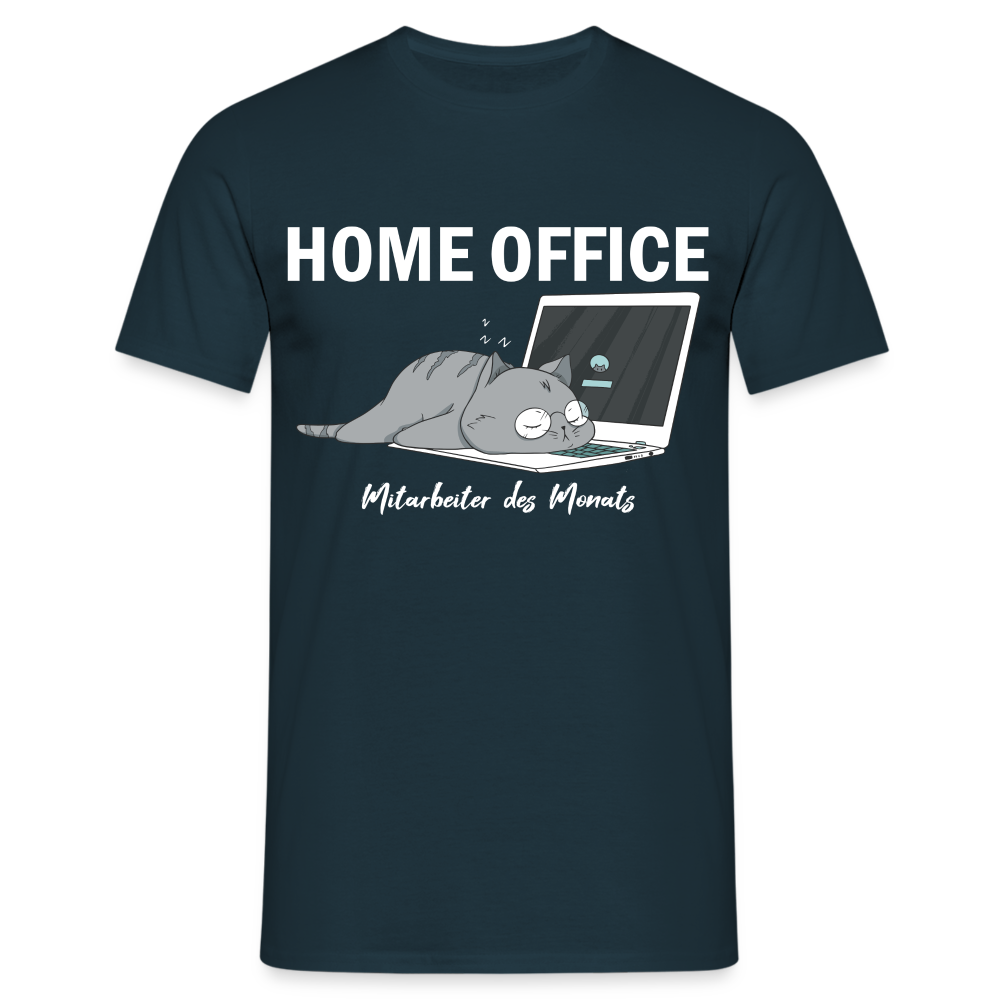 Home Office Shirt Faule Katze Mitarbeiter des Monats Lustiges T-Shirt - Navy