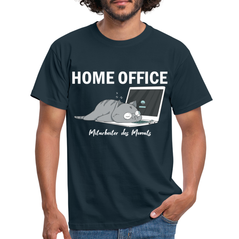Home Office Shirt Faule Katze Mitarbeiter des Monats Lustiges T-Shirt - Navy