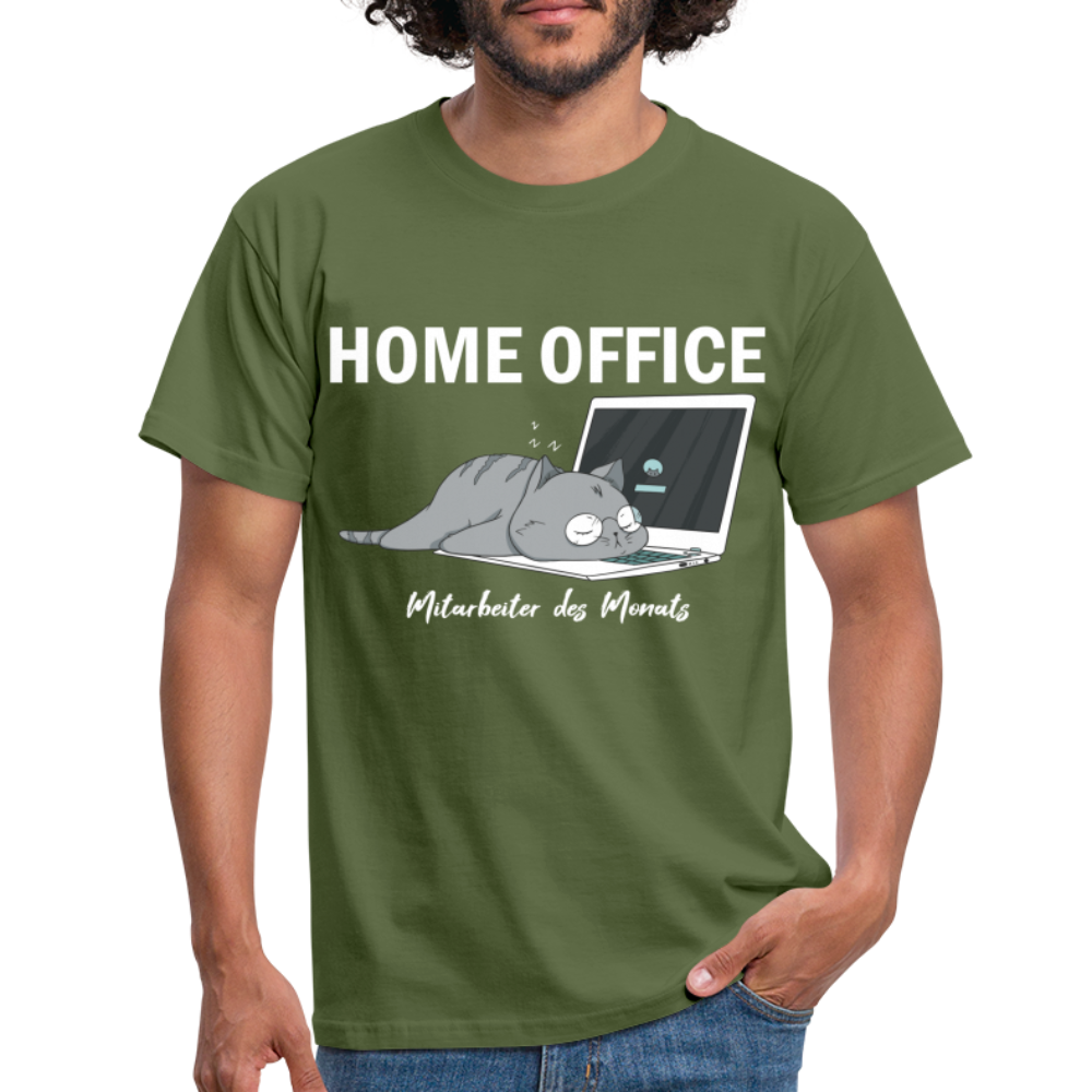 Home Office Shirt Faule Katze Mitarbeiter des Monats Lustiges T-Shirt - Militärgrün