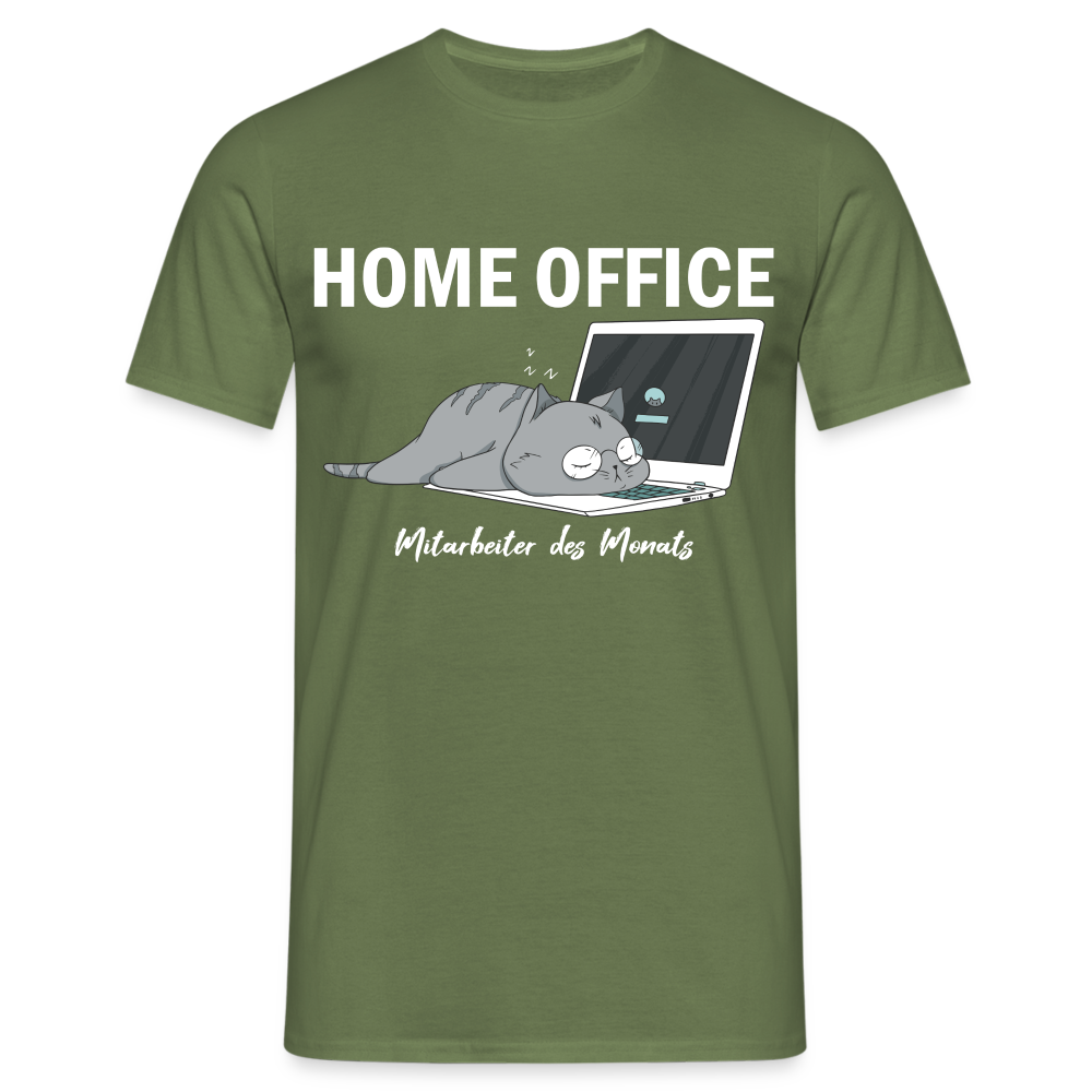 Home Office Shirt Faule Katze Mitarbeiter des Monats Lustiges T-Shirt - Militärgrün