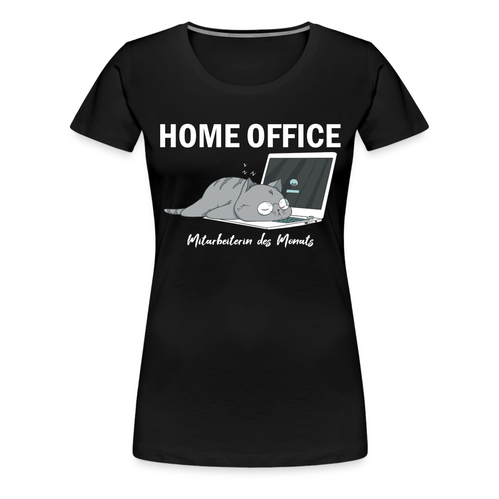 Home Office Shirt Faule Katze Mitarbeiterin des Monats Lustiges Frauen Premium T-Shirt - Schwarz