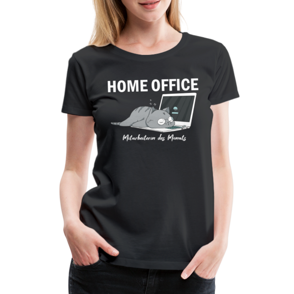 Home Office Shirt Faule Katze Mitarbeiterin des Monats Lustiges Frauen Premium T-Shirt - Schwarz