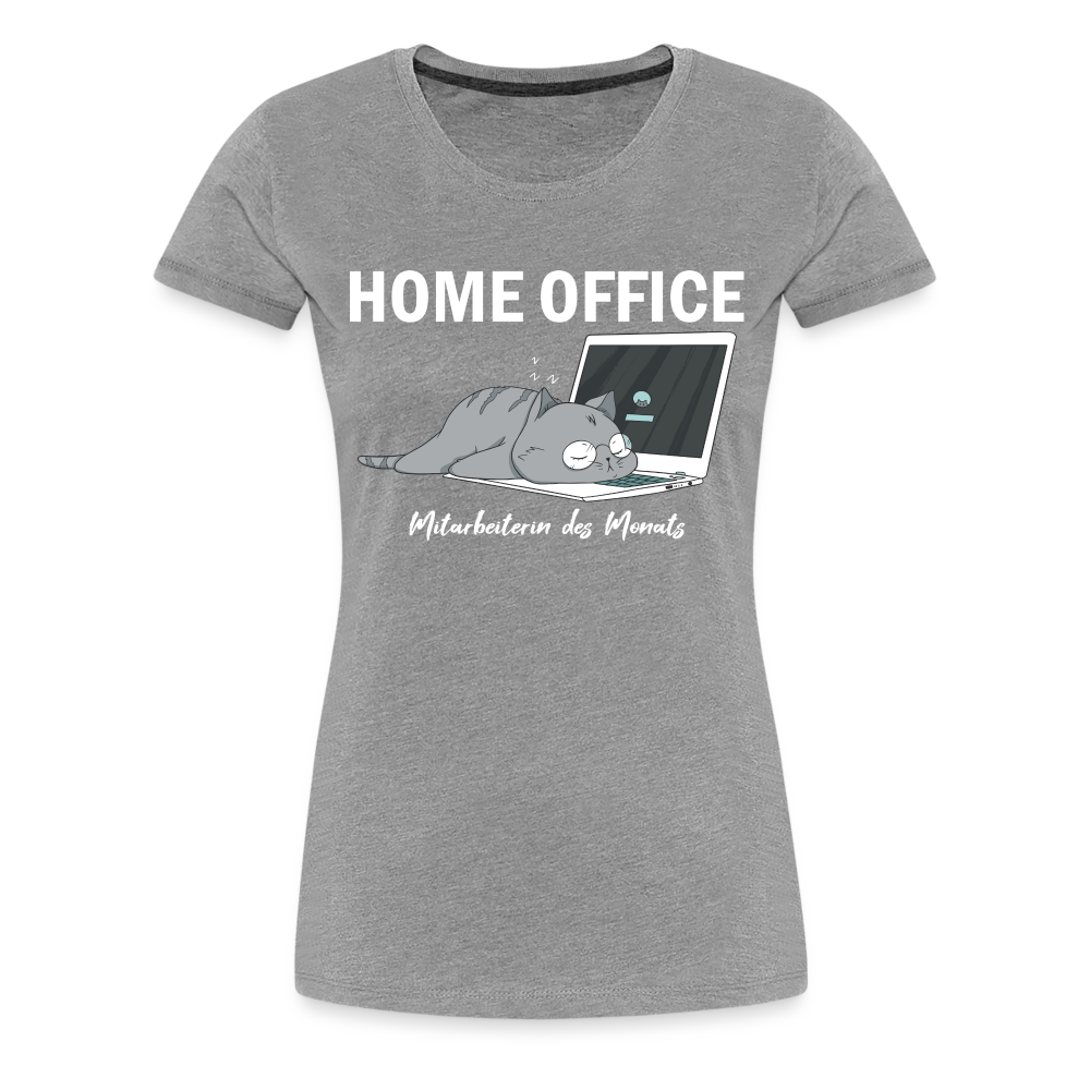 Home Office Shirt Faule Katze Mitarbeiterin des Monats Lustiges Frauen Premium T-Shirt - Grau meliert