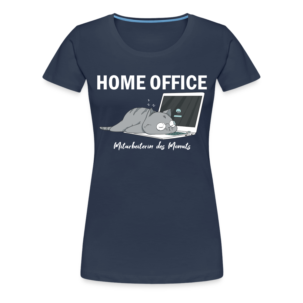 Home Office Shirt Faule Katze Mitarbeiterin des Monats Lustiges Frauen Premium T-Shirt - Navy