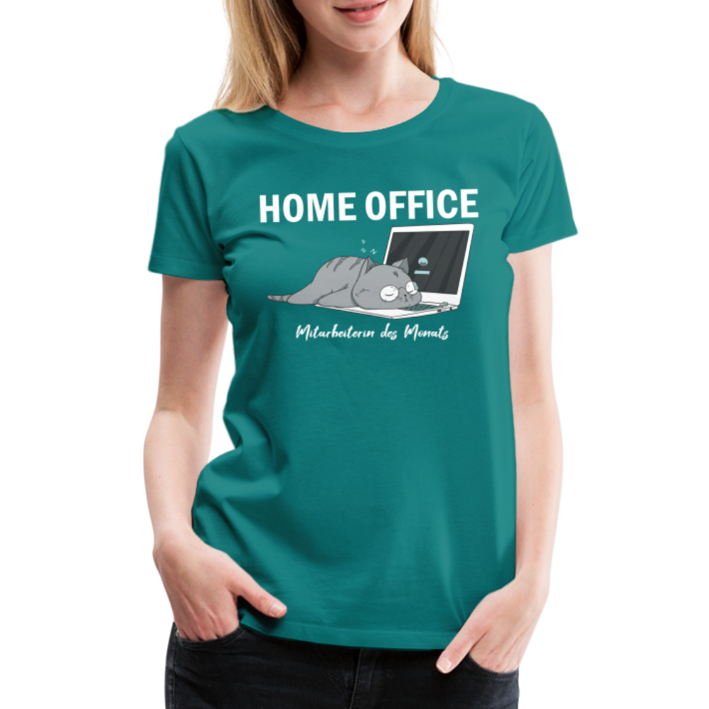 Home Office Shirt Faule Katze Mitarbeiterin des Monats Lustiges Frauen Premium T-Shirt - Divablau