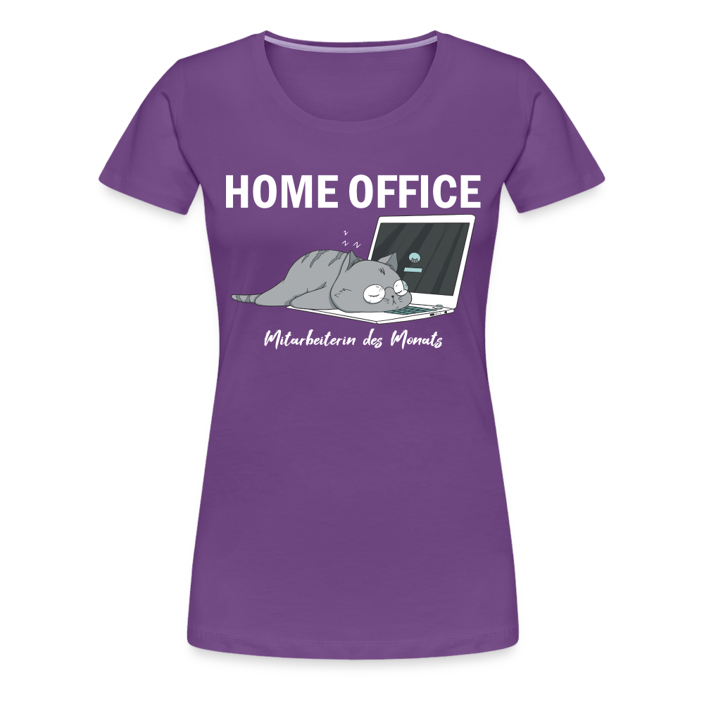 Home Office Shirt Faule Katze Mitarbeiterin des Monats Lustiges Frauen Premium T-Shirt - Lila