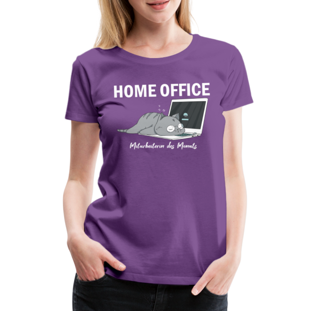 Home Office Shirt Faule Katze Mitarbeiterin des Monats Lustiges Frauen Premium T-Shirt - Lila