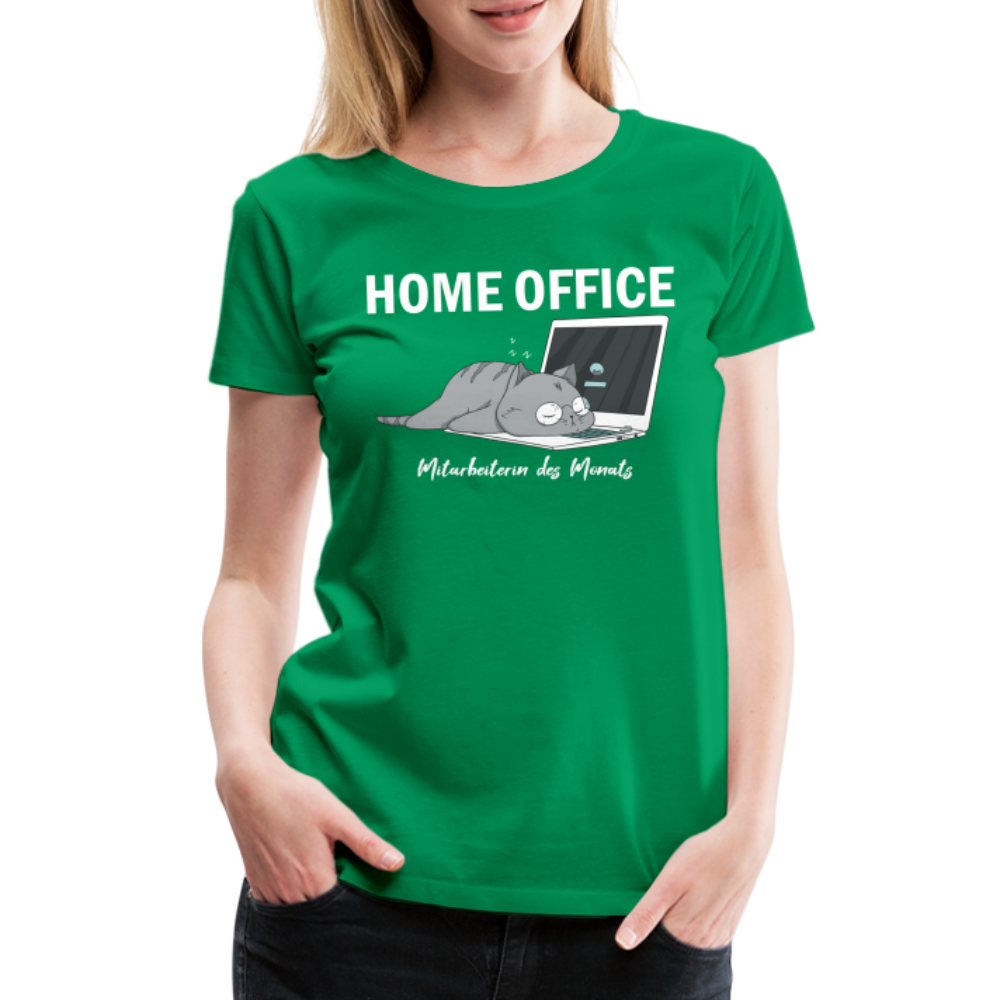 Home Office Shirt Faule Katze Mitarbeiterin des Monats Lustiges Frauen Premium T-Shirt - Kelly Green