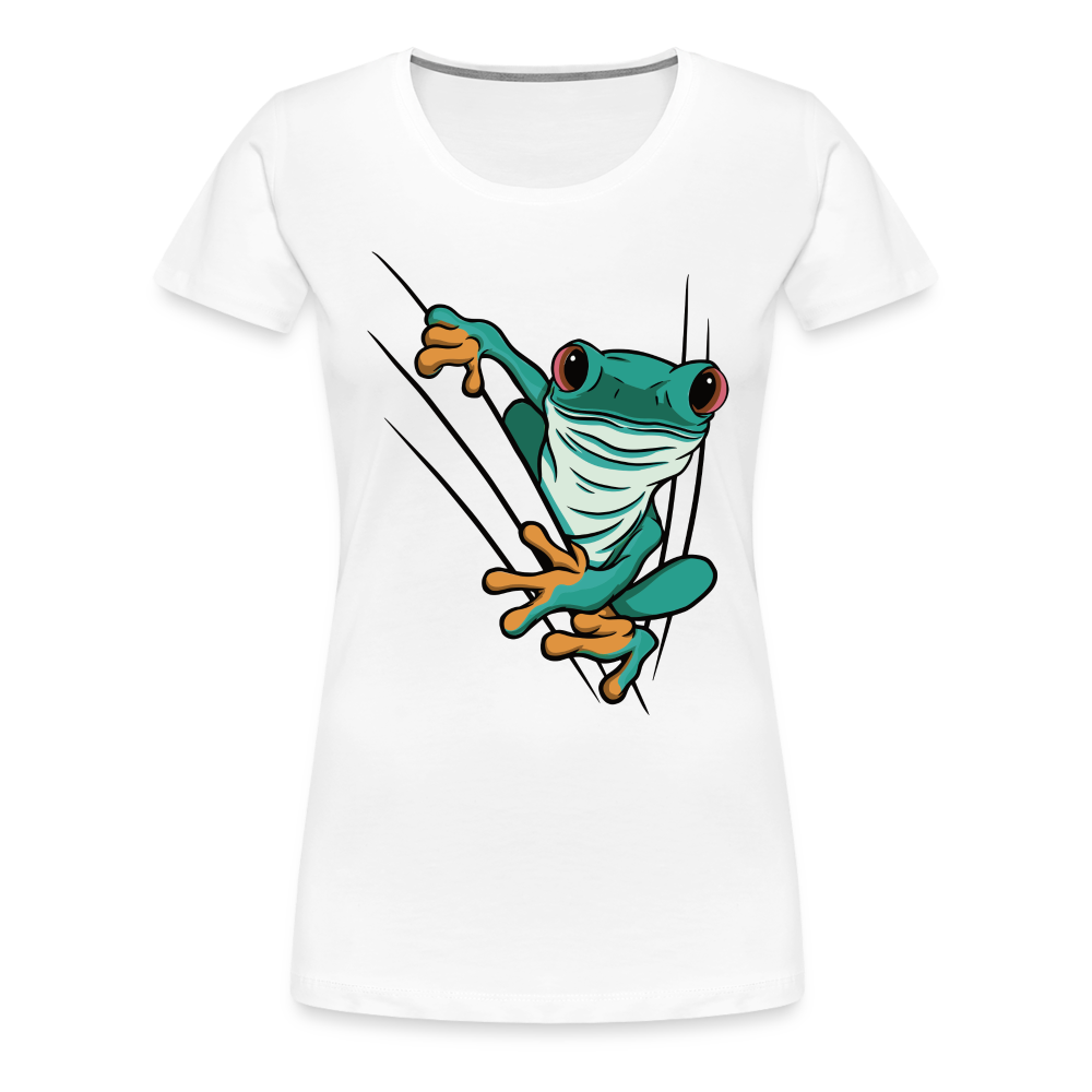 Lustiger Frosch Frauen Premium T-Shirt - weiß