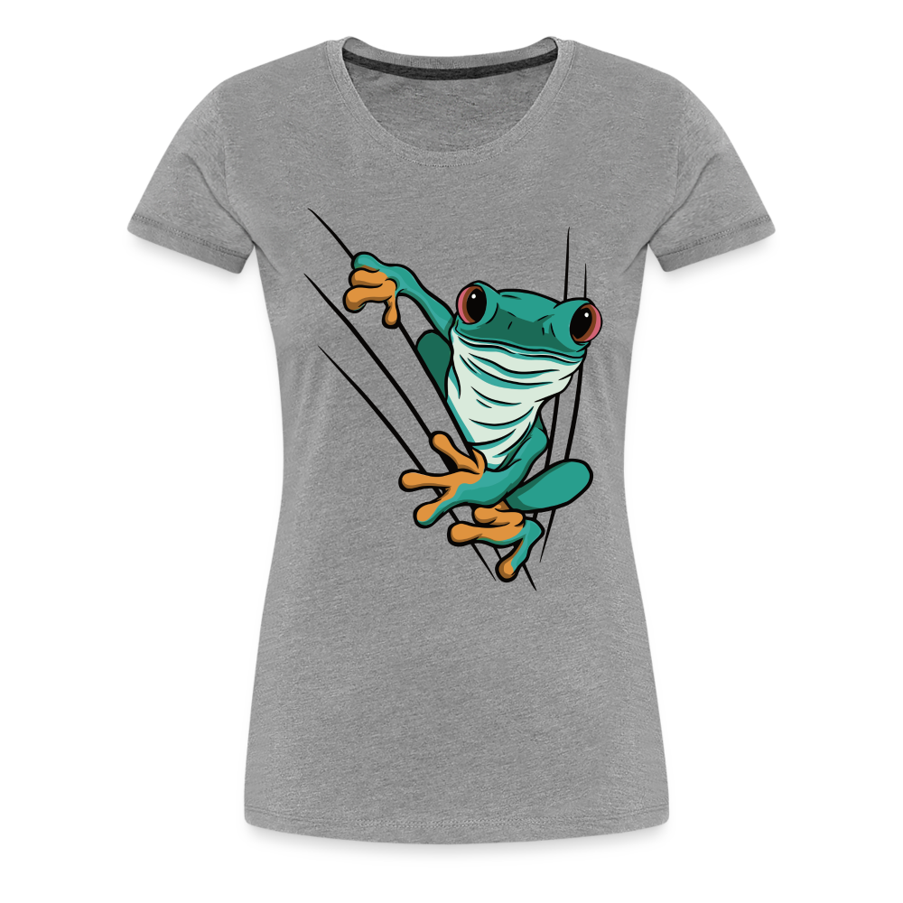 Lustiger Frosch Frauen Premium T-Shirt - Grau meliert