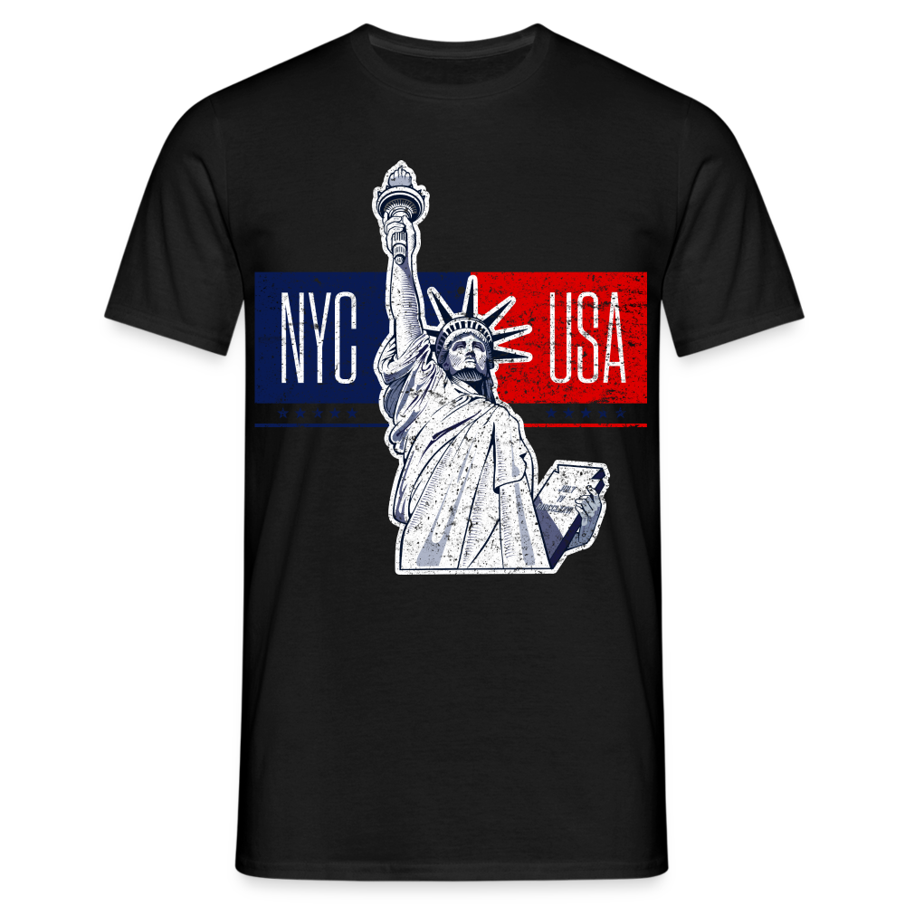 New York Freiheitsstatue Liberty Big Apple T-Shirt - Schwarz