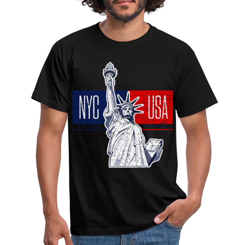 New York Freiheitsstatue Liberty Big Apple T-Shirt - Schwarz