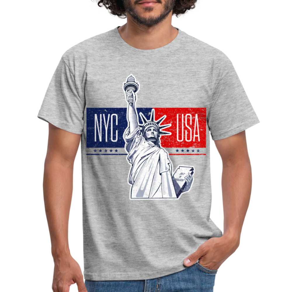 New York Freiheitsstatue Liberty Big Apple T-Shirt - Grau meliert