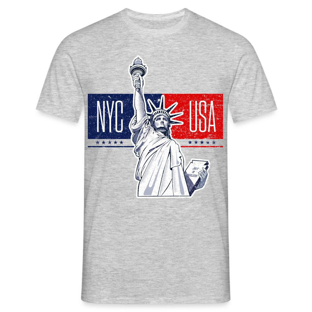 New York Freiheitsstatue Liberty Big Apple T-Shirt - Grau meliert